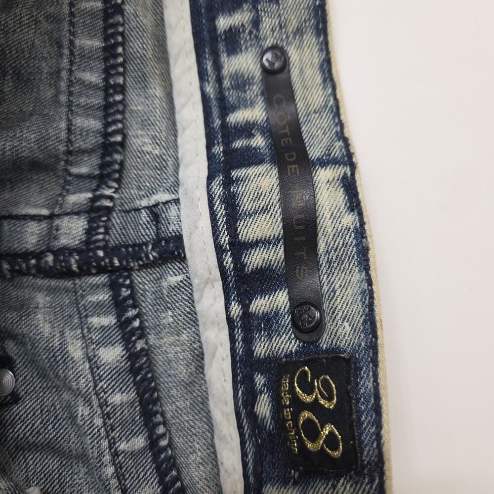 Côte de Nuits Distressed Moto Jeans Acid Wash Paint Splatter 38x34 Streetwear - Picture 5 of 11